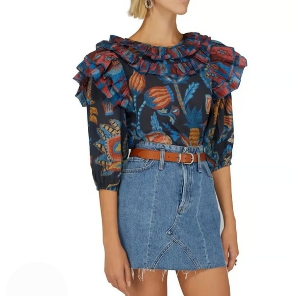 Floral Ruffle Blouse - Multicolor - Picture 1 of 13